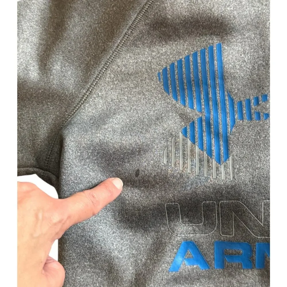 Under Armour Silver/Gray/Blue Logo Hoodie YMD Medium